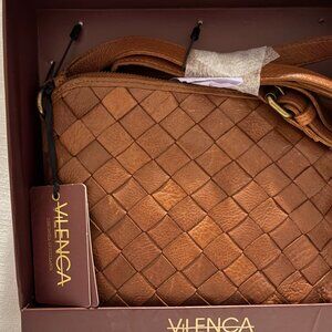 Vilenca Bohemian Holland brown woven leather crossbody bag